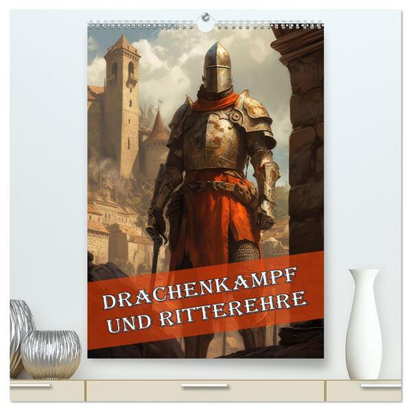 Drachenkampf und Ritterehre (hochwertiger Premium Wandkalender 2024 DIN A2 hoch), Kunstdruck in Hochglanz