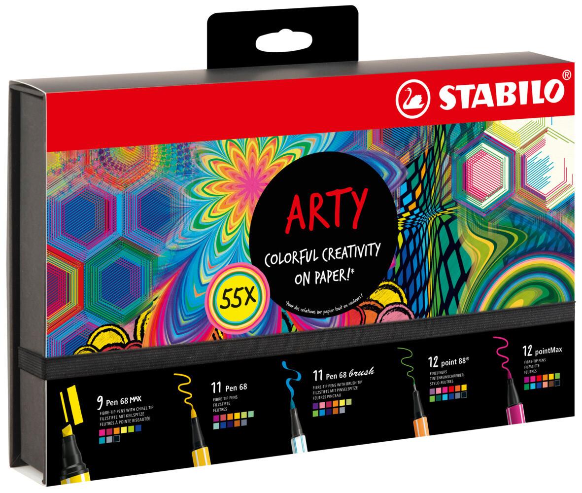 STABILO ARTY Creative Set 55er Pack Fineliner, Filzschreiber, Premium-Filzstifte, Premium-Filzstif