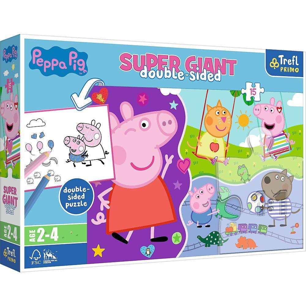 Primo GIANT Puzzle 15 Teile + Malvorlage Peppa Pig