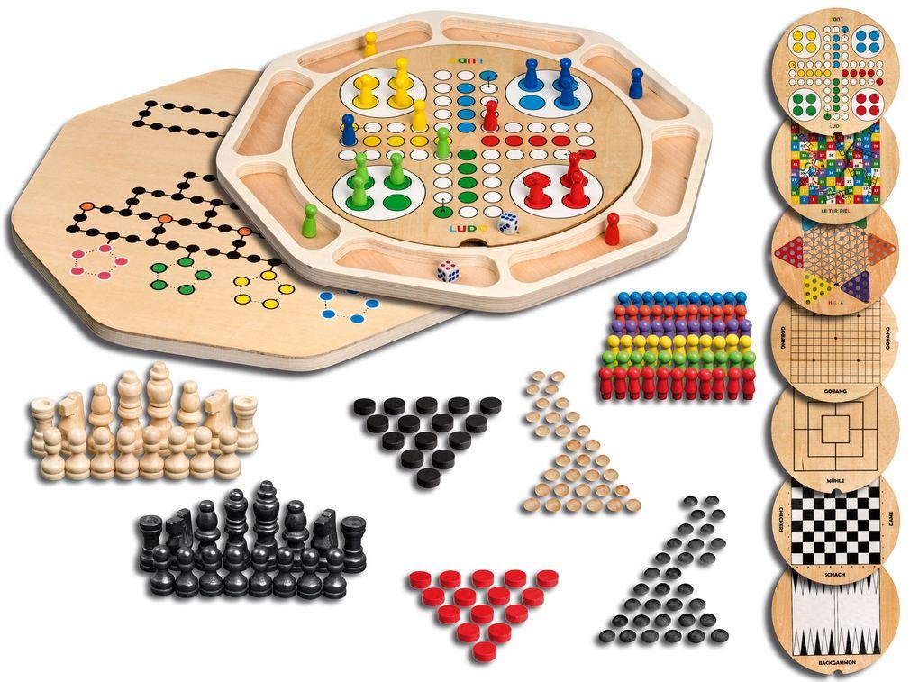 Philos 3096 - Holz Spielesammlung mit 9 Spieleklassiker