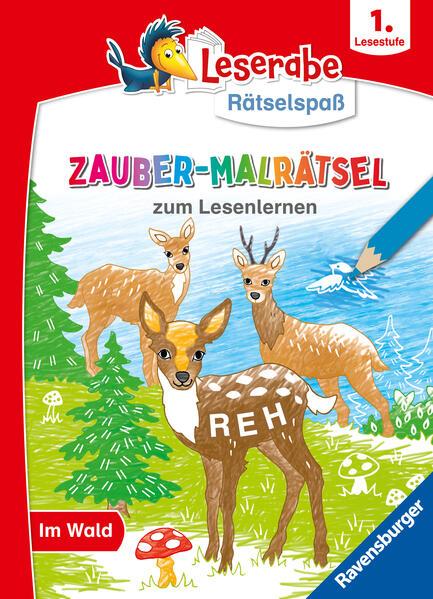 Ravensburger Leserabe Zauber-Malrätsel zum Lesenlernen: Im Wald (1. Lesestufe), Malen auf Zauberpapier, Rätsel, Lesen lernen Vorschule, Rätselbuch ab 6 Jahre