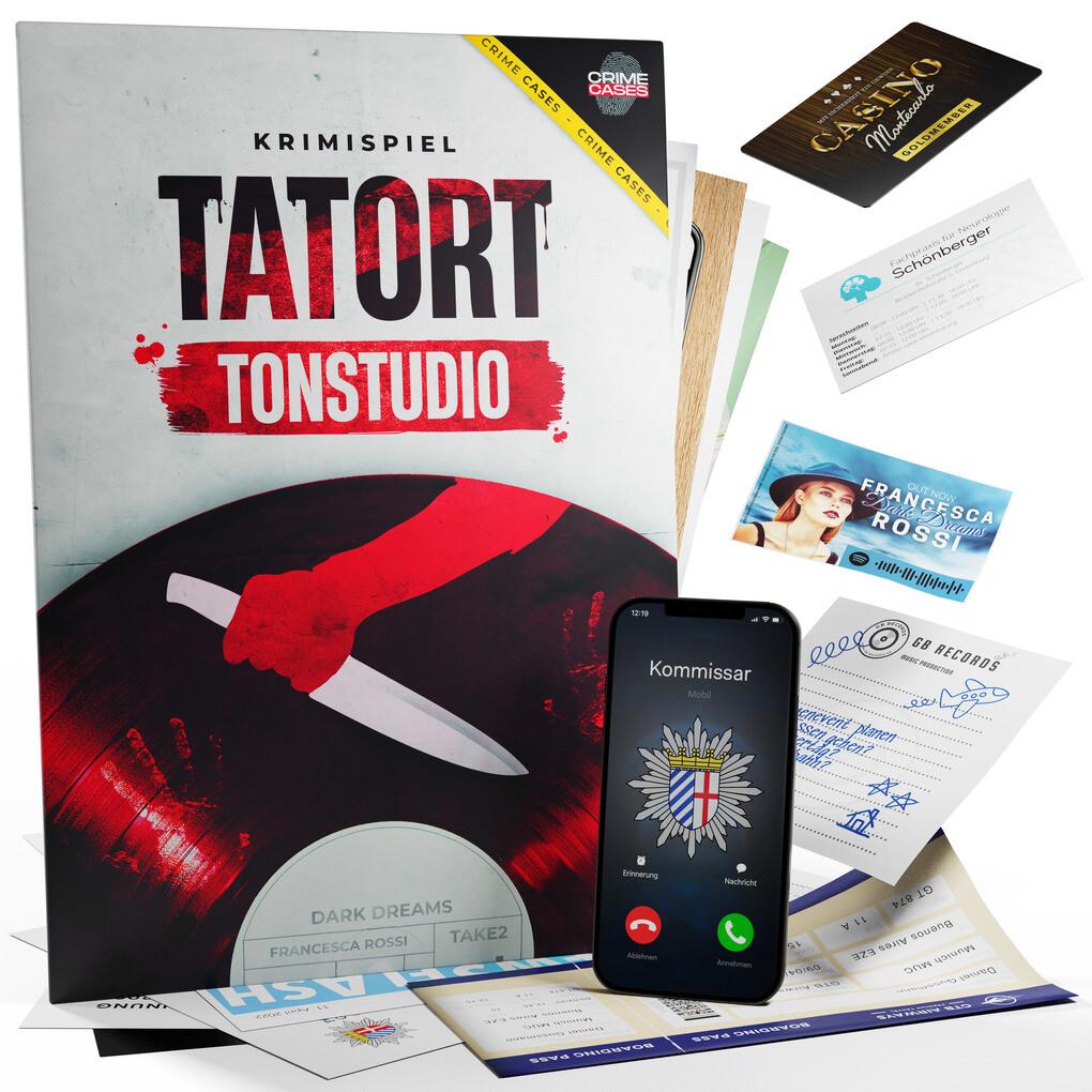 Asmodee MOMD0002 - CRIMECASES: Tatort Tonstudio, Krimispiel, Kennerspiel, Deduktions- & Bluff-Spiel, Momentum Games