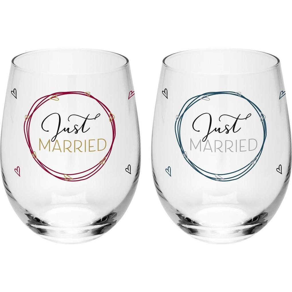 GRUSS & CO Trinkglas Set Motiv " Just married"