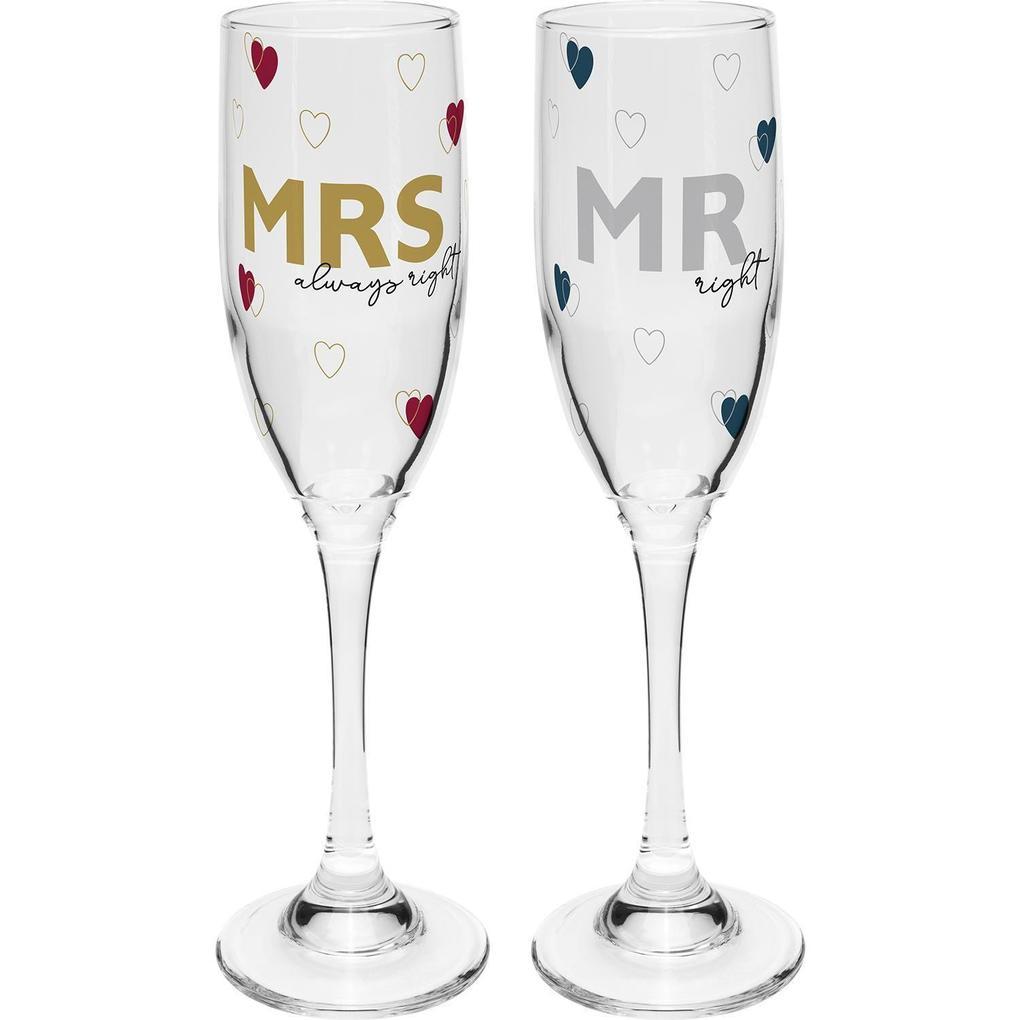 GRUSS & CO Sektglas Set Motiv "Mr & Mrs"