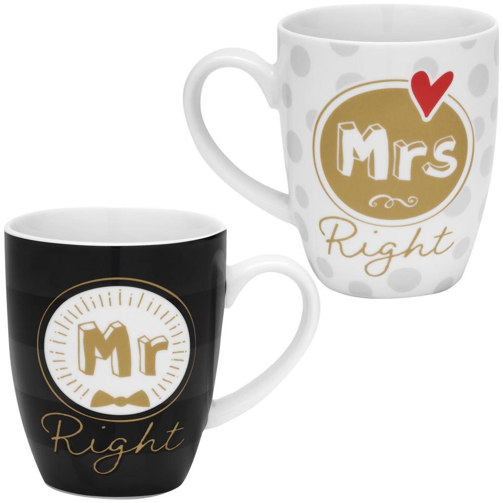 GRUSS & CO Tassen-Set Motiv Mr Right - Mrs Right"