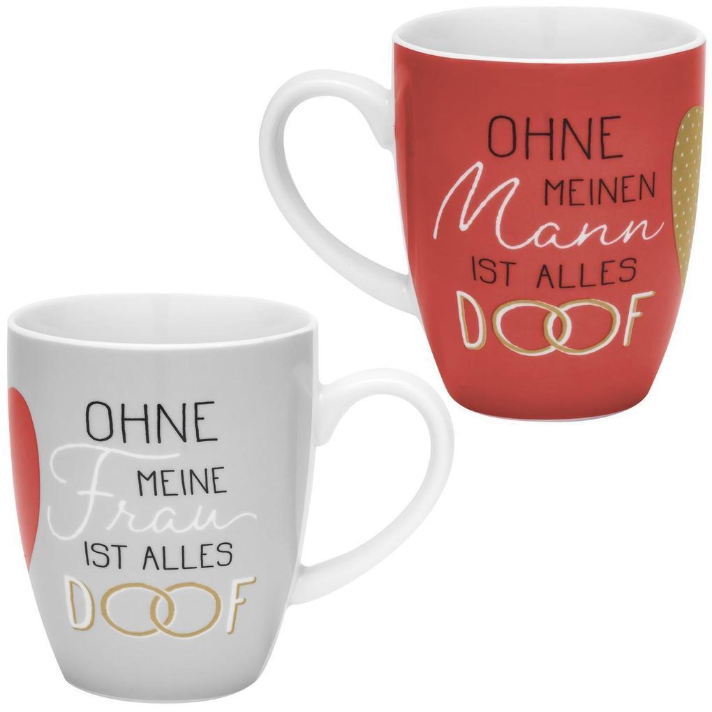 GRUSS & CO Tassen-Set Motiv "Ohne meine Frau ist alles doof - Ohne meinen Mann ist alles doof"