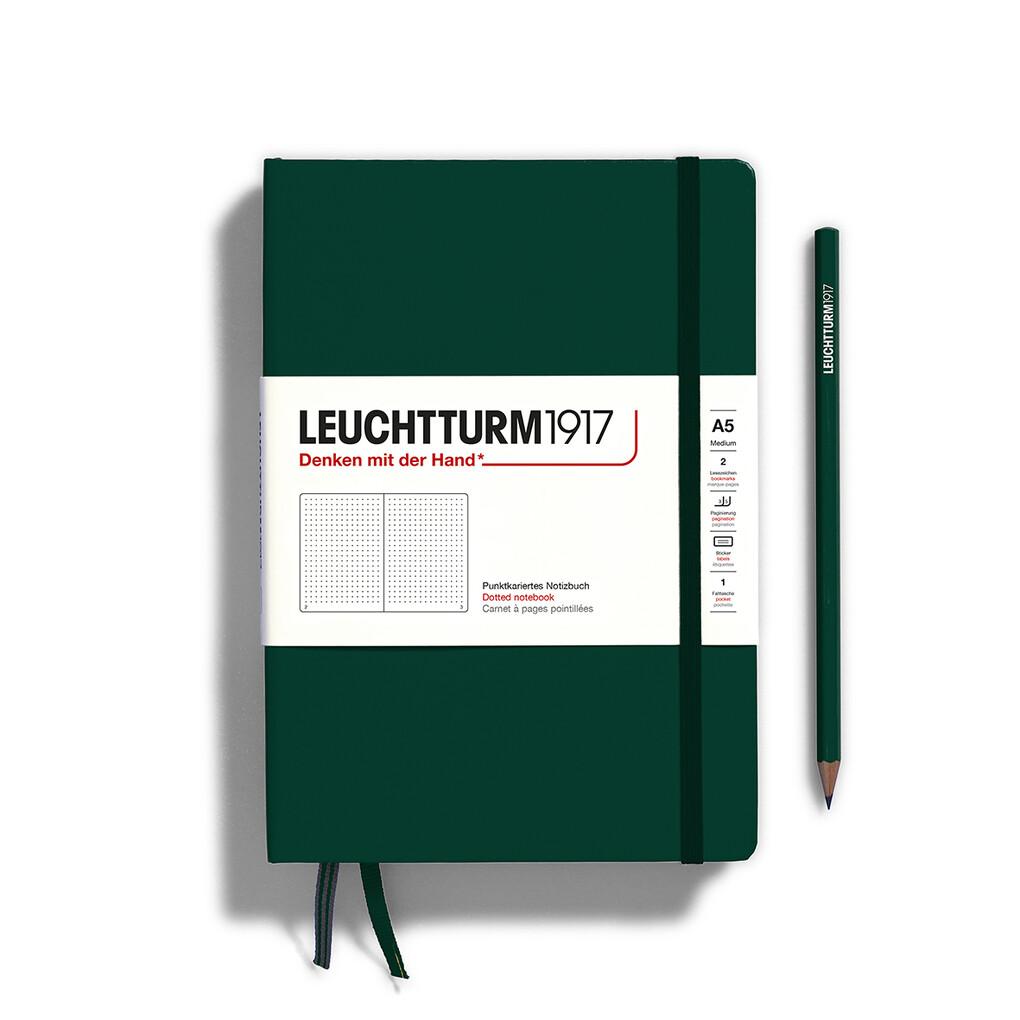 Notizbuch Medium (A5), Hardcover, 251 nummerierte Seiten, Forest Green, dotted