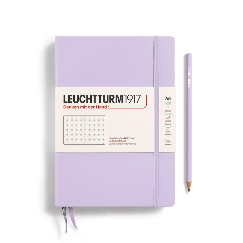 Notizbuch Medium (A5), Hardcover, 251 nummerierte Seiten, Lilac, dotted