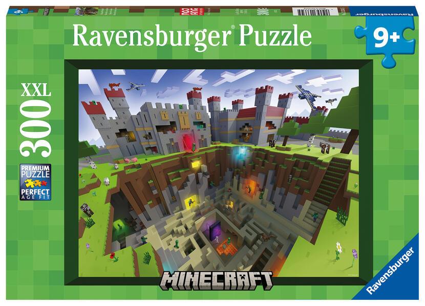 Ravensburger Kinderpuzzle 13334 - Minecraft Cutaway - 300 Teile XXL Minecraft Puzzle für Kinder ab 9 Jahren