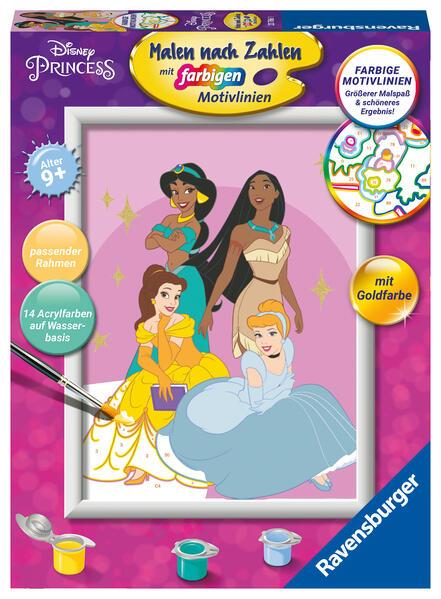 Ravensburger CreArt 23766 - Disney Prinzessinnen - Malen nach Zahlen Disney Princess für Kinder ab 9 Jahre