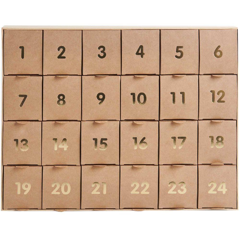 Adventskalender zum befüllen, Kraft-gold, 36,5 x 29 x 6 cm FSC MIX