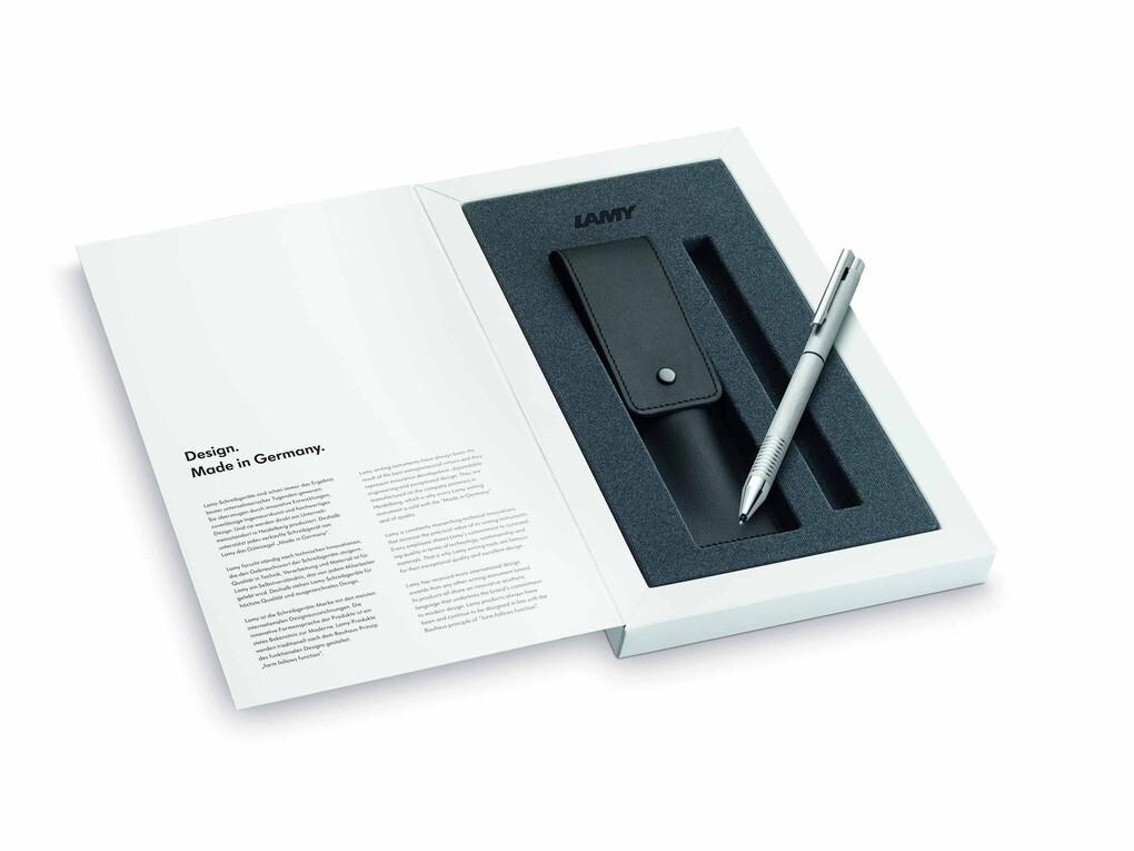 LAMY Kugelschreiber econ brushed, Echtleder Etui