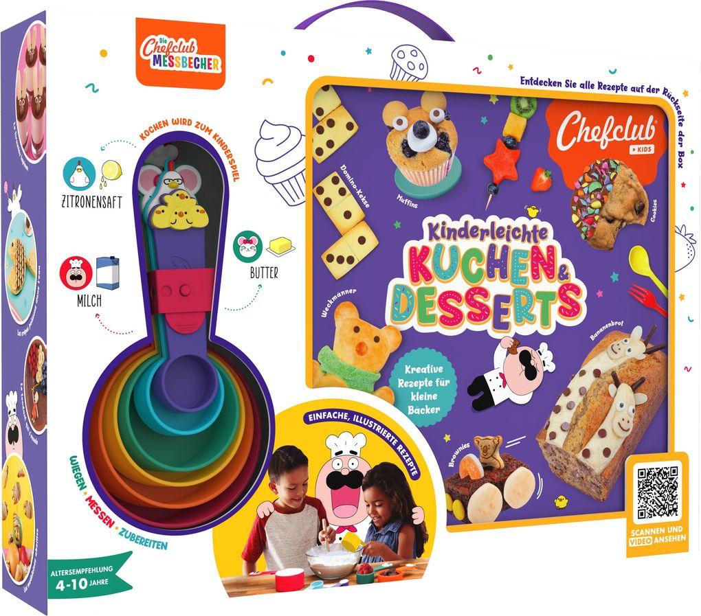 Chefclub Kids - Set: Rezeptbuch - Kinderleichte Kuchen & Desserts mit Chefclub Messbechern