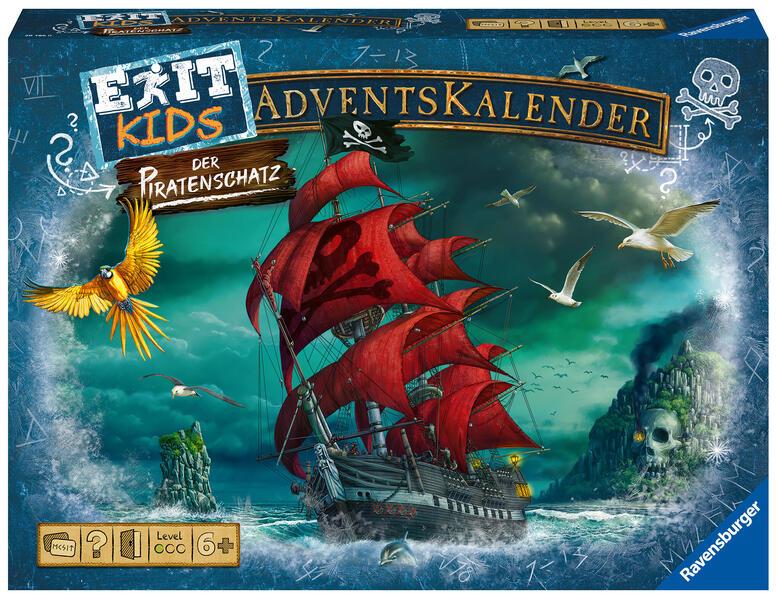 Ravensburger 20186 - Mystery Kids Adventskalender - Der Piratenschatz - Rätsel-Adventskalender für Kinder ab 6 Jahren - 24 Rätsel für EXIT-Begeisterte