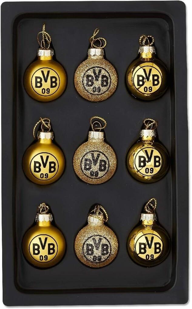 BVB Borussia Dortmund 19660700 - Mini Christbaumkugeln 9er Set, gold