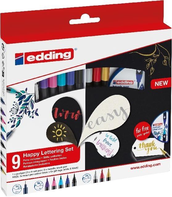 edding 1340 brush pen, Happy Lettering 9er Set