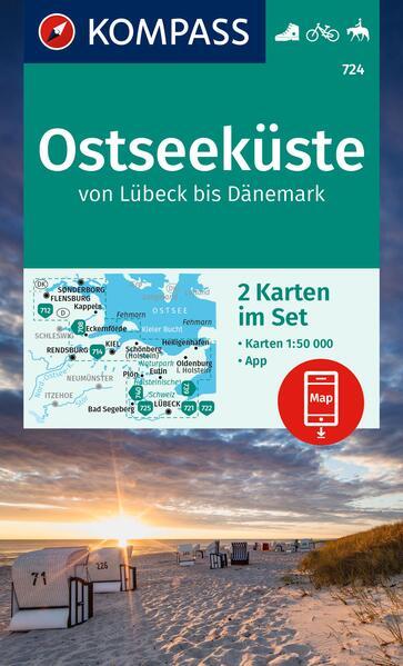 KOMPASS Wanderkarten-Set 724 Ostseeküste von Lübeck bis Dänemark (2 Karten) 1:50.000