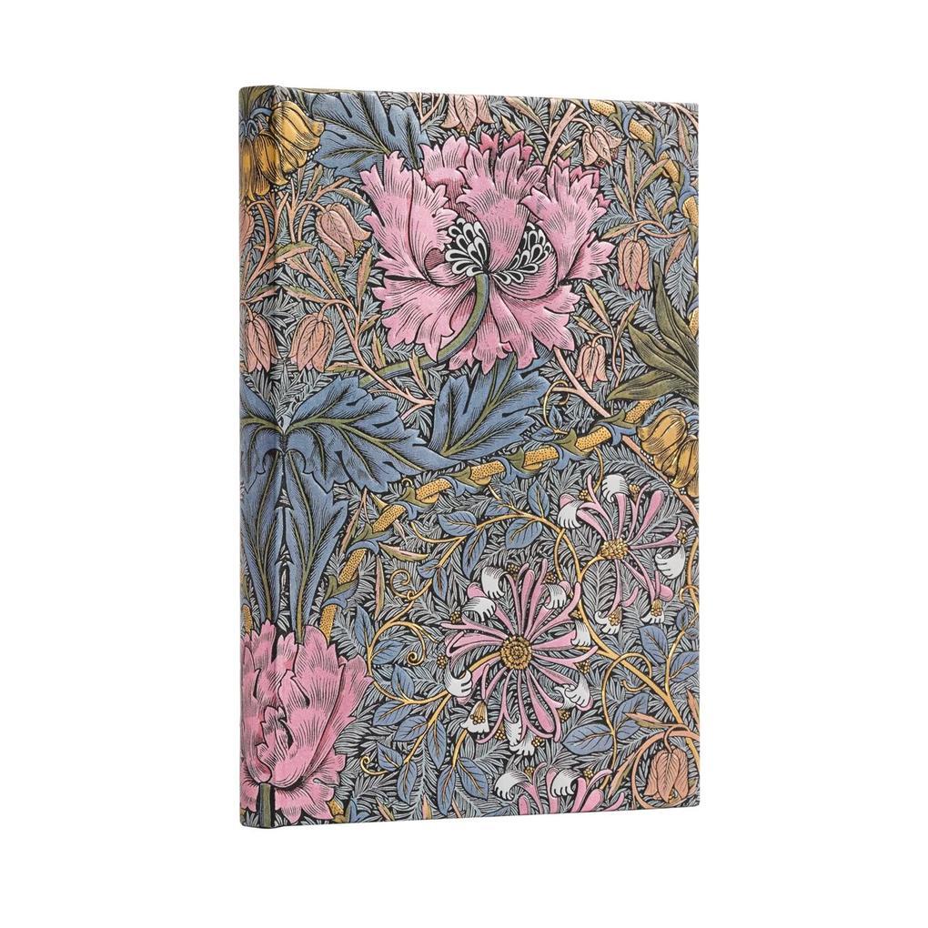 Paperblanks Morris Pink Honeysuckle William Morris Hardcover MIDI Unlined Elastic Band Closure 144 Pg 120 GSM