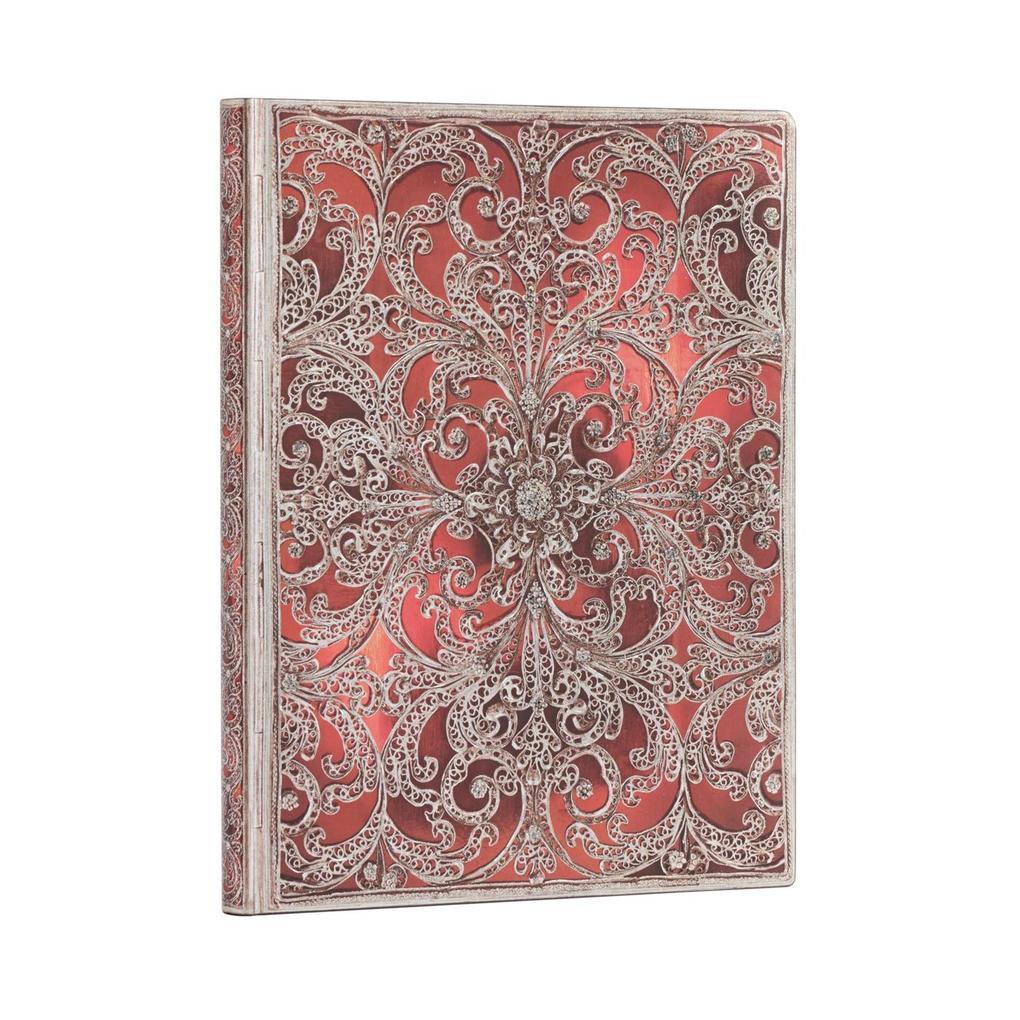 Paperblanks Garnet Silver Filigree Collection Softcover Flexi Ultra Unlined Elastic Band Closure 176 Pg 100 GSM