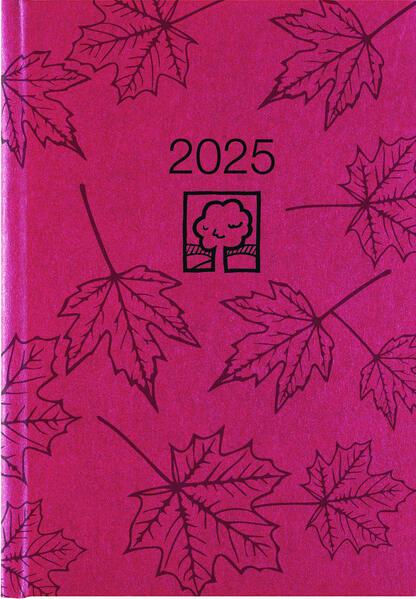 Zettler - Wochenbuch 2025 rot, 14,6x21cm, Taschenkalender mit 128 Seiten im Kartoneinband, Tages- und Wochenzählung, Mondphasen, Recyclingpapier und internationales Kalendarium