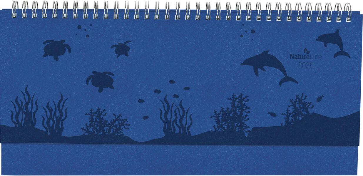 Alpha Edition - Tisch-Querkalender Nature Line Ocean 2025, Notizkalender, 29,7x13,5cm, Kalender mit 112 Seiten, Notizbereich, Jahresübersichten, Ferientermine und internationales Kalendarium