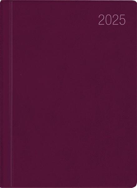 Taschenkalender bordeaux 2025 - Bürokalender 10,2x14,2 - 1 Tag auf 1 Seite - flexibler Kunstoffeinband - Stundeneinteilung 7 - 19 Uhr - 610-1011