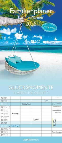 Glücksmomente 2025 Familienplaner - Familienkalender - Wandkalender - 19,5x45