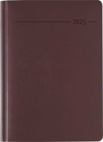 Buchkalender Balacron rot 2025 - Büro-Kalender A5 - Cheftimer - 1 Tag 1 Seite - 416 Seiten - Balacron-Einband - Zettler