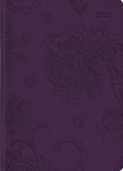 Ladytimer Grande Deluxe Purple 2025 - Taschen-Kalender A5 (15x21 cm) - Tucson Einband - mit Motivprägung - Weekly - 128 Seiten - Alpha Edition