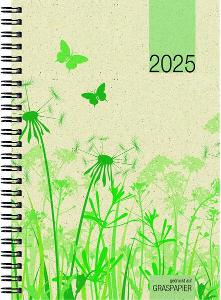 Wochenbuch Graspapier 2025 - 13,7x19,6 cm - 1 Woche auf 2 Seiten - robuster Kartoneinband - Wochenkalender - Notizheft - 759-0640