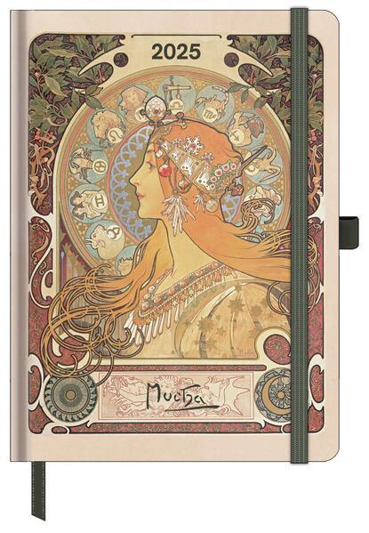 Alfons Mucha 2025 - Buchkalender - Taschenkalender - Kunstkalender - 16x22