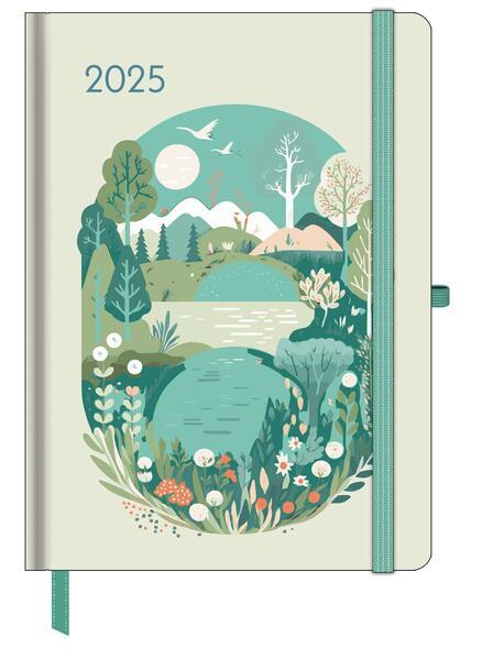 GreenLine Diary Green Vibes 2025 - Buchkalender - Taschenkalender - 16x22