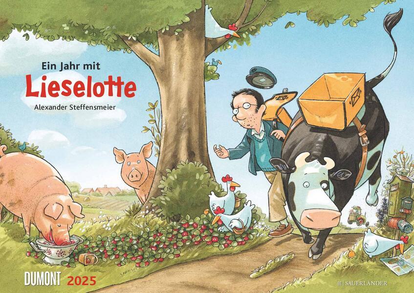 Die Kuh Lieselotte 2025 Erfunden und illustriert von Alexander Steffensmeier Wandkalender für Kinder Format 42 x 29,7 cm