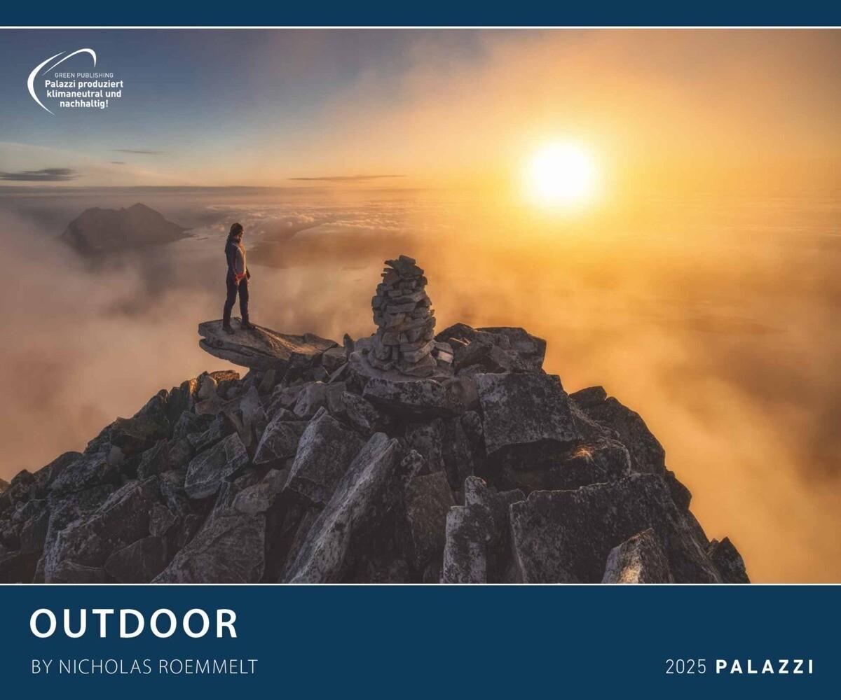 PALAZZI - Outdoor 2025 Wandkalender, 60x50cm, Posterkalender mit brillanten Aufnahmen von magischen Momenten, hochwertige Bilder von Bergen, Schluchten und Höhlen, internationales Kalendarium