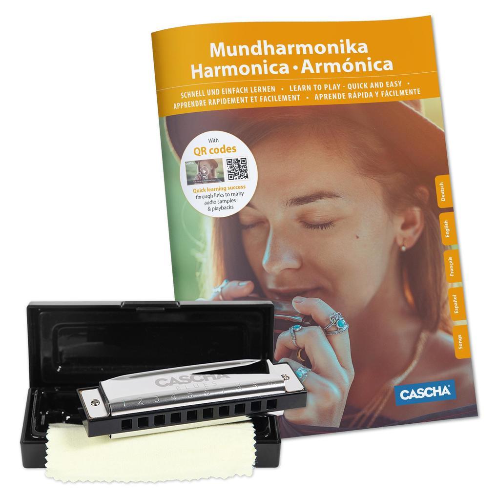 Blues Harmonica Set, (incl. 4 languages Method (DE/EN/FR/ES), case, cleaning cloth)