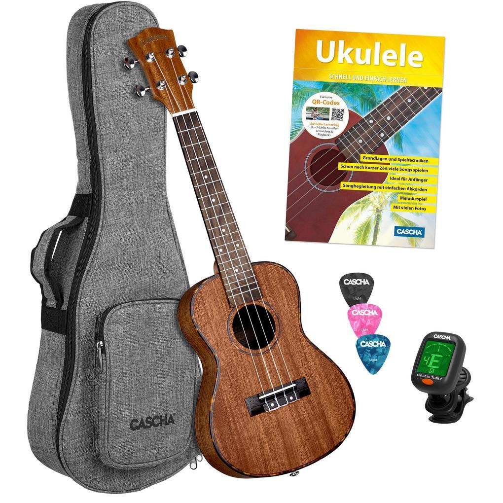 Concert Ukulele Mahogany Set (incl. 4 languages Method (DE/EN/FR/ES), Bag padded, 3 Picks, Tuner)**