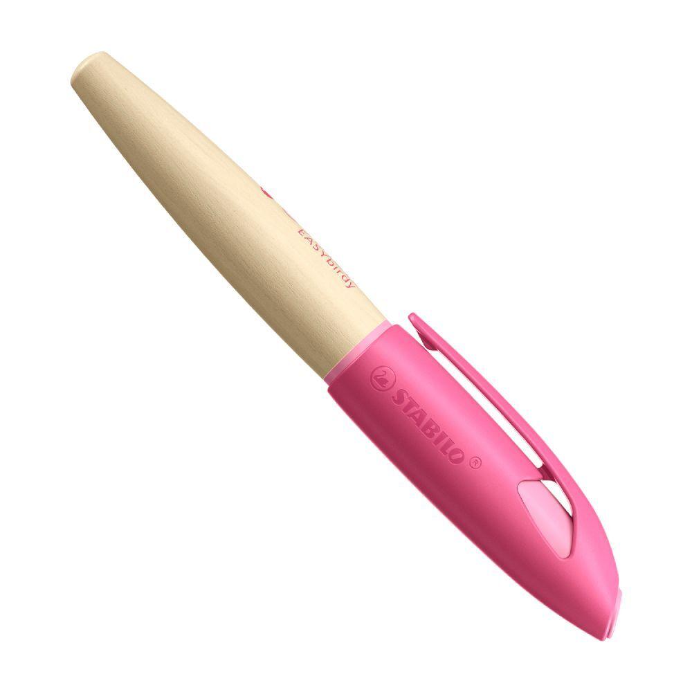 Schulfüller ergonomisch für Linkshänder mit Anfänger-Feder A - STABILO EASYbirdy Timber in pink - in