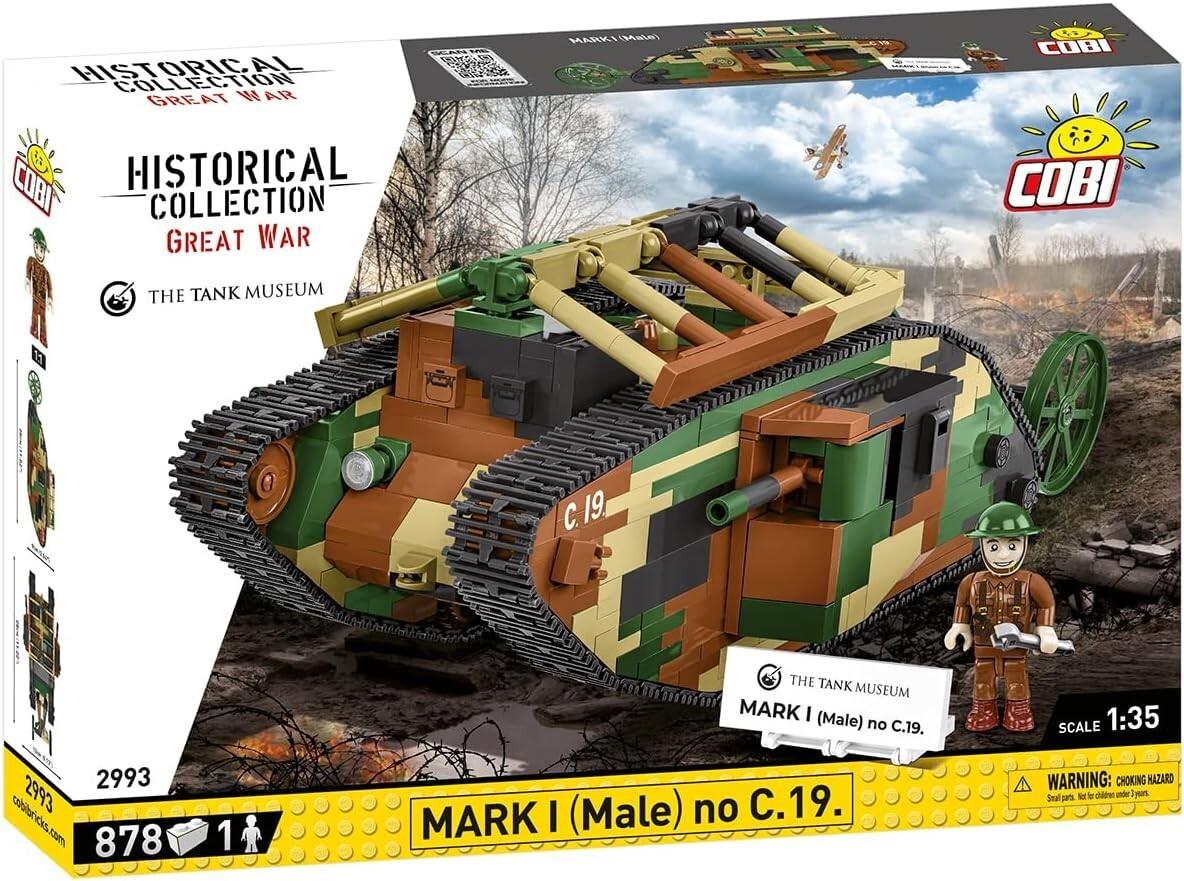 COBI Historical Collection 2993 - Mark I (Male) no C.19, Great War, Panzer, Klemmbausteine, Bausatz