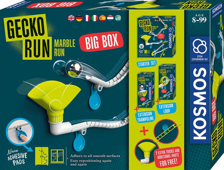 KOSMOS 617318 - Gecko Run Marble Run Big Box, Erweiterbare Kugelbahn, Murmelbahn