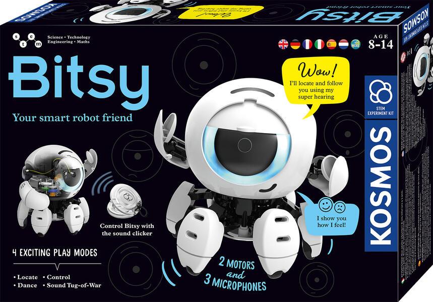 KOSMOS 617424 - Bitsy Dein cleverer Robo-Freund, Roboter-Bausatz, STEM-Experimentierkasten