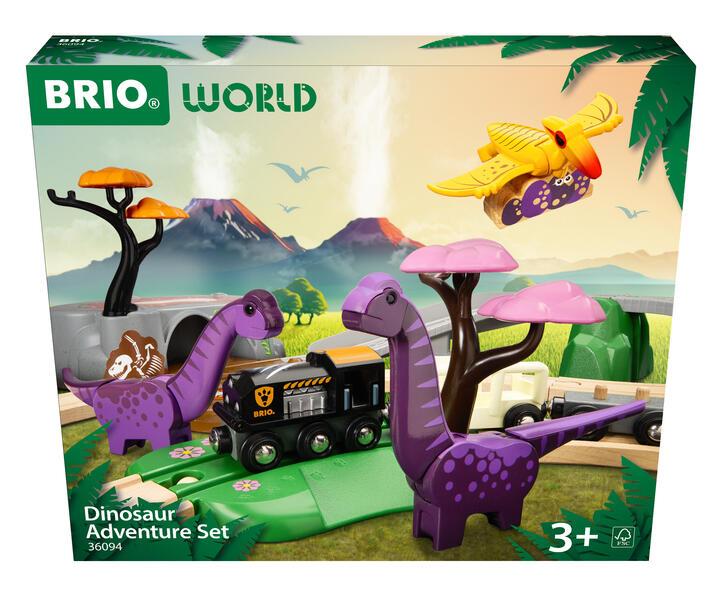 BRIO World - 36094 Dinosaurier Abenteuer-Set | Zugset für Kinder ab 3 Jahren