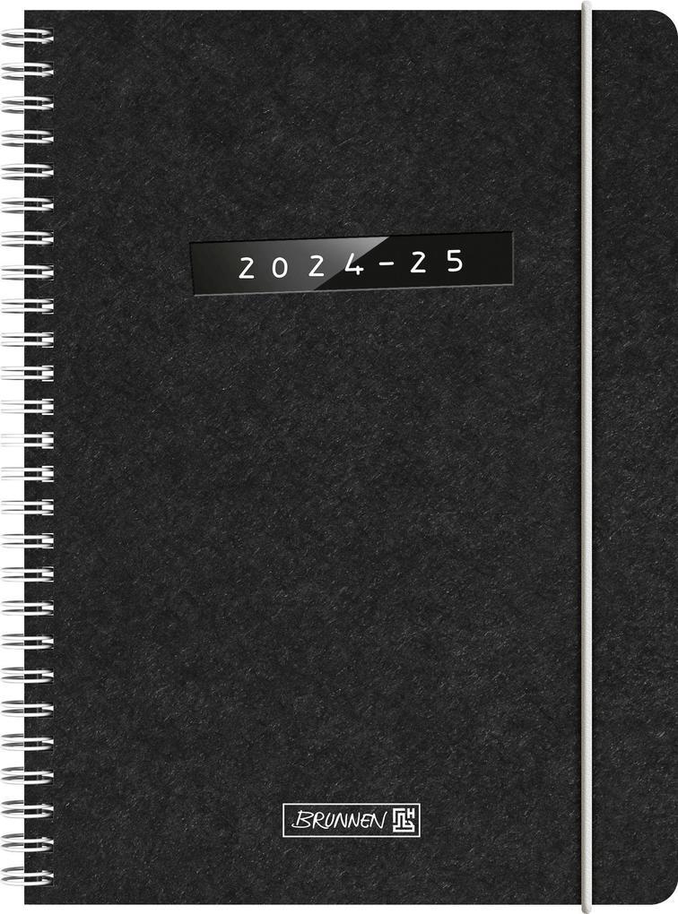 BRUNNEN Schülerkalender 2024/2025 "Monochrome", 2 Seiten = 1 Woche, A5, 208 Seiten, schwarz