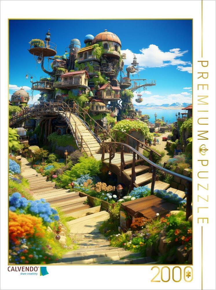 CALVENDO Puzzle Anime Manga Landschaft | 2000 Teile Lege-Größe 90x67cm Foto-Puzzle für glückliche St