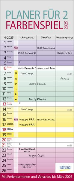 Farbenspiel - Planer für 2 2025