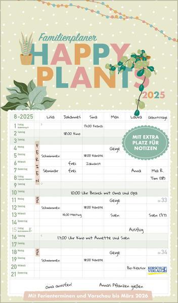 Familienplaner Happy Plants 2025