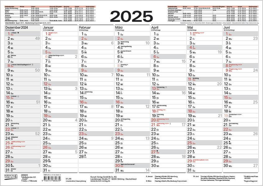 Tafelkalender A3 "Stabil" 2025