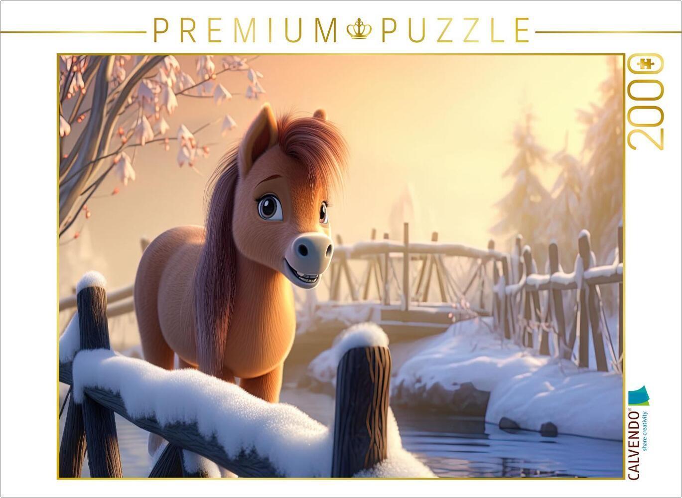 CALVENDO Puzzle Pony Bella im Winter | 2000 Teile Lege-Größe 90x67cm Foto-Puzzle für glückliche Stun