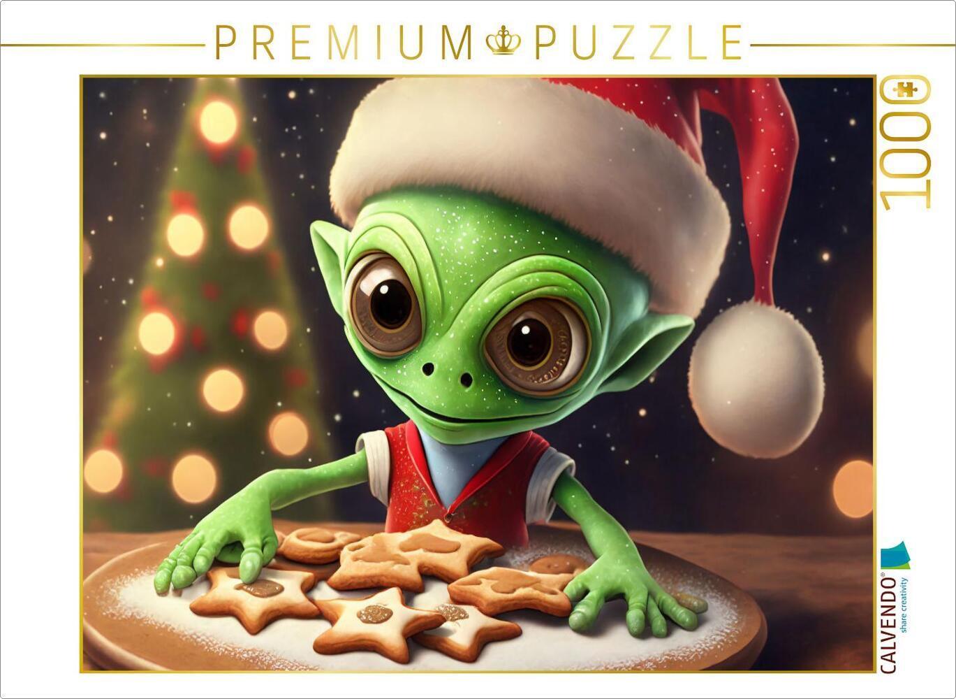 CALVENDO Puzzle Ein ganz normales Alien backt Plätzchen | 1000 Teile Lege-Größe 64x48cm Foto-Puzzle