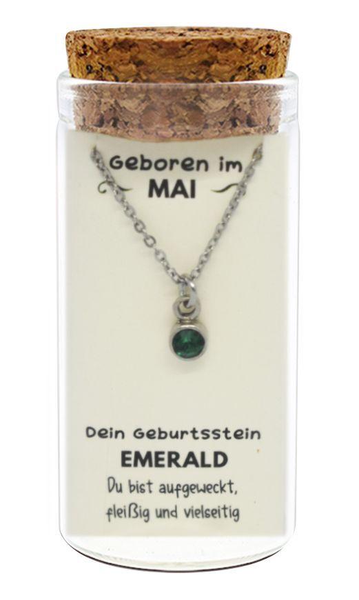 "Mai" Geburtsstein Kette im Gläschen