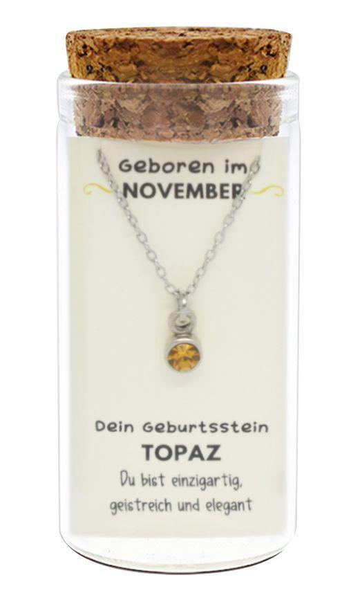 "November" Geburtsstein Kette im Gläschen